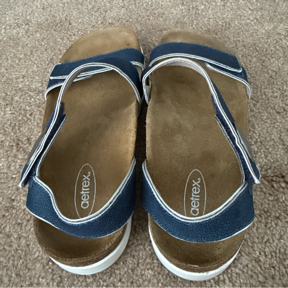 Aetrex Camilla Adjustable Strap Leather Sandals Orthotic Comfort Shoes - Picture 5 of 11